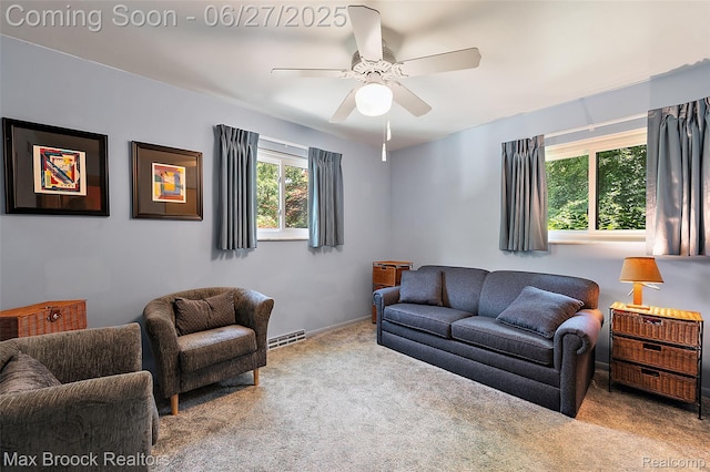 7189 Lindenmere Dr, Bloomfield Hills, MI 48301 - living area with carpet and ceiling fan