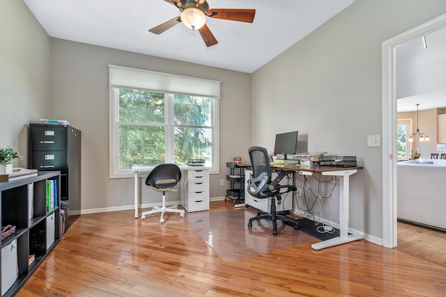 7639 Dunross Dr, Portage, MI 49024 - office with wood finished floors, healthy amount of natural light, and ceiling fan