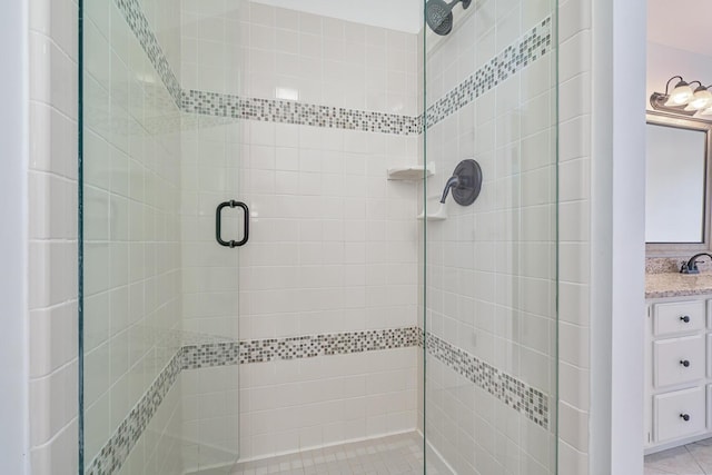 7639 Dunross Dr, Portage, MI 49024 - bathroom featuring a stall shower and vanity