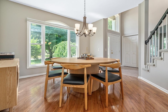 7639 Dunross Dr, Portage, MI 49024 - dining area with stairway, a chandelier, and healthy amount of natural light
