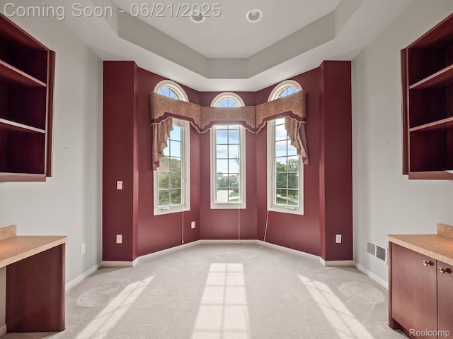 1539 Bartley Ln, Bloomfield Hills, MI 48304 - unfurnished dining area featuring light colored carpet and a tray ceiling