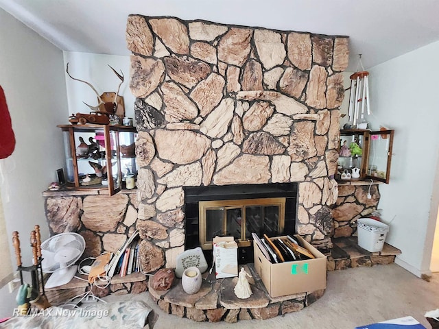 504 Abingdon St, Chesaning, MI 48616 - detailed view of a stone fireplace and carpet flooring