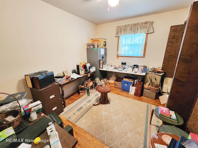 504 Abingdon St, Chesaning, MI 48616 - office area featuring wood finished floors and ceiling fan