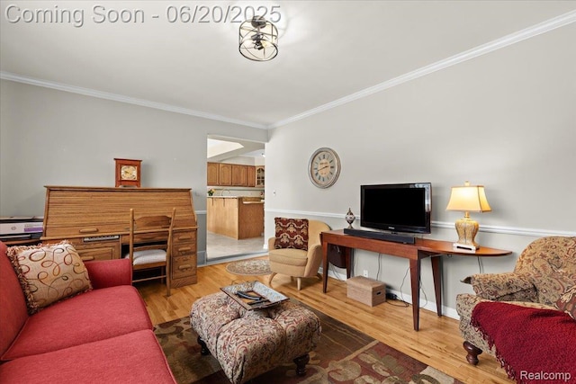 43603 Arlington Rd, Canton, MI 48187 - living room featuring crown molding and light wood finished floors