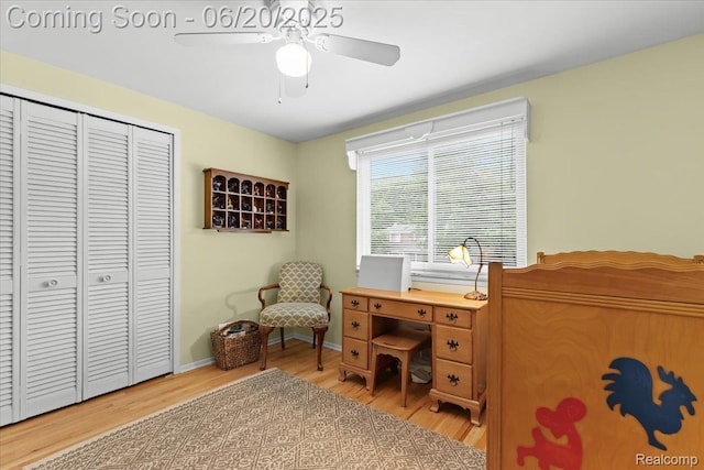 43603 Arlington Rd, Canton, MI 48187 - office area featuring wood finished floors and a ceiling fan