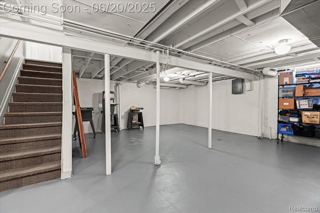 43603 Arlington Rd, Canton, MI 48187 - unfinished basement with stairway and electric panel