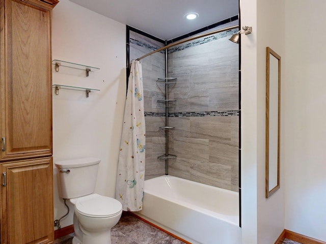 5724 E Townline Rd, Birch Run, MI 48415 - full bathroom featuring shower / bath combination with curtain and recessed lighting