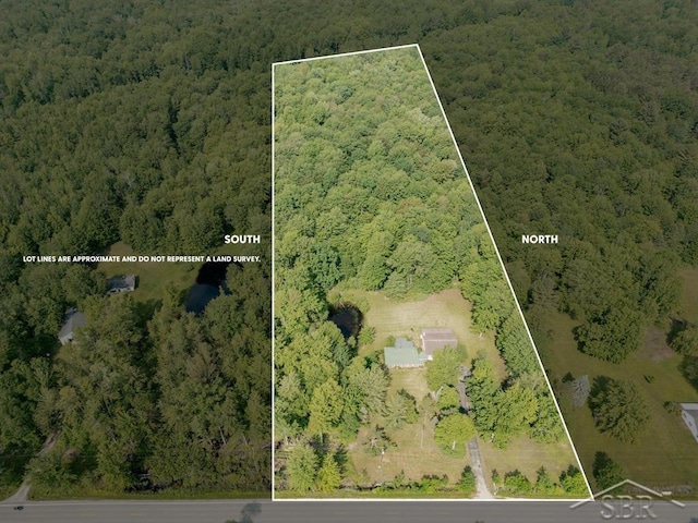 2190 S Coleman Rd, Shepherd, MI 48883 - aerial view of property's location with a forest and property parcel outlined