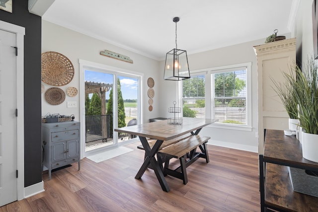 14846 Portage Rd, Vicksburg, MI 49097 - dining room with wood finished floors and ornamental molding