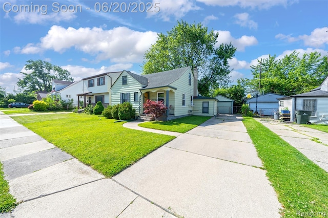 22410 Glen Ct, Saint Clair Shores, MI 48080 - view of front of home featuring a front yard, a detached garage, and an outdoor structure