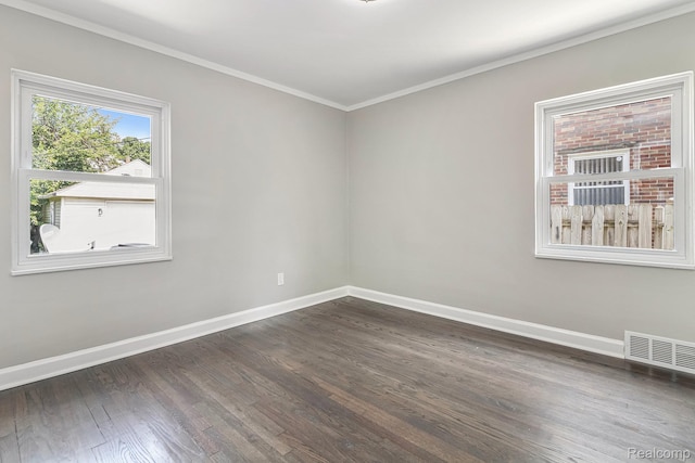 5766 Nottingham Rd, Detroit, MI 48224 - empty room with dark wood-style flooring and ornamental molding
