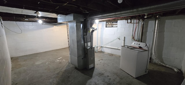 2524 8th St, Muskegon, MI 49444 - unfinished below grade area with washer / clothes dryer and heating unit