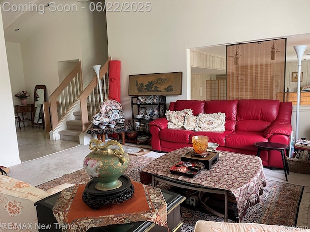 5408 Vincennes Dr, Bloomfield Hills, MI 48302 - living area with stairs and a towering ceiling