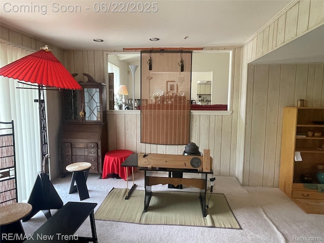 5408 Vincennes Dr, Bloomfield Hills, MI 48302 - interior space with carpet and wooden walls