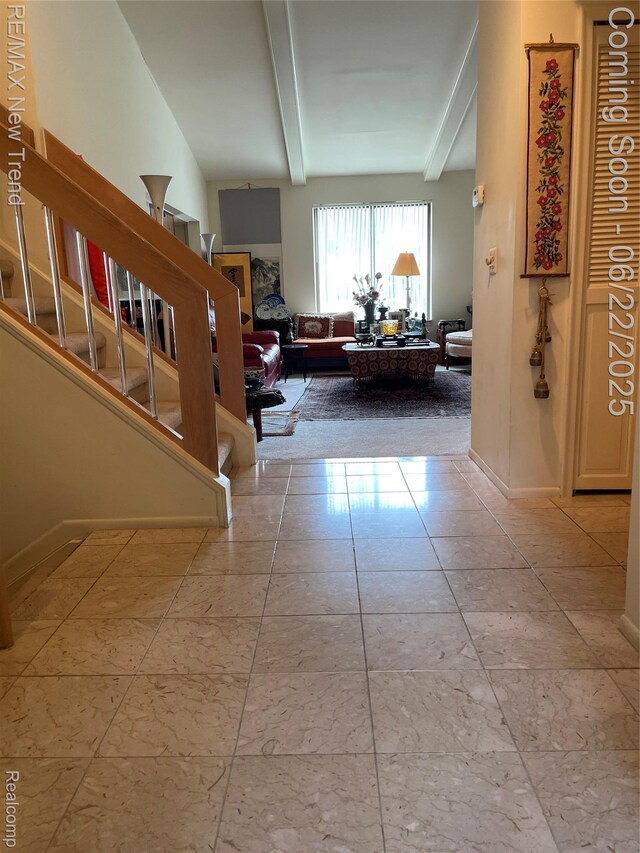 5408 Vincennes Dr, Bloomfield Hills, MI 48302 - hall with beam ceiling and stairs