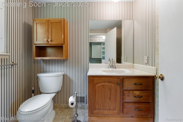 683 Thurber Dr, Troy, MI 48085 - bathroom with vanity, tile patterned flooring, and wallpapered walls
