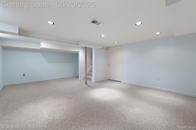 683 Thurber Dr, Troy, MI 48085 - finished basement featuring recessed lighting, carpet floors, and stairs