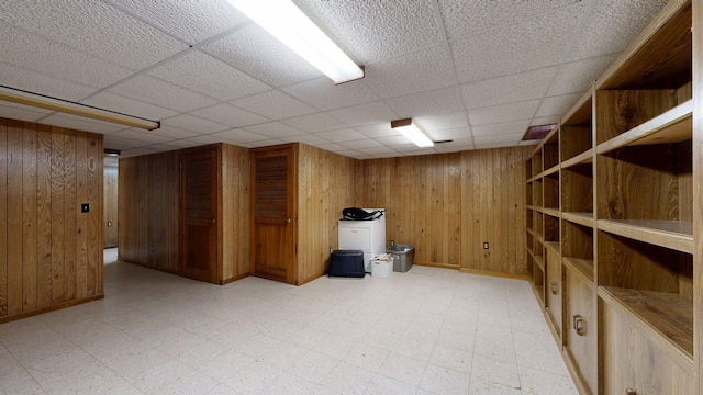 3126 Bolgos Cir, Ann Arbor, MI 48105 - finished below grade area with wood walls, light flooring, and a paneled ceiling