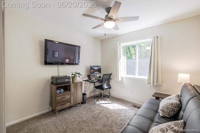 8642 Thendara Blvd, Clarkston, MI 48348 - carpeted office featuring ceiling fan and baseboards