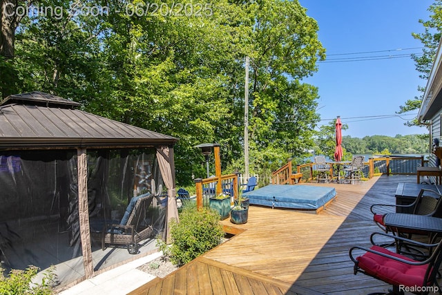 8642 Thendara Blvd, Clarkston, MI 48348 - wooden deck with a gazebo