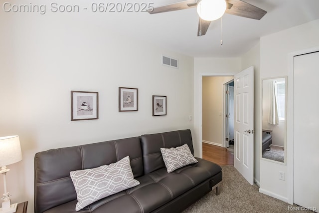 8642 Thendara Blvd, Clarkston, MI 48348 - living area featuring ceiling fan and carpet flooring