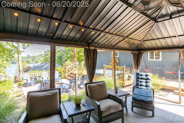 8642 Thendara Blvd, Clarkston, MI 48348 - view of patio featuring a water view and a gazebo