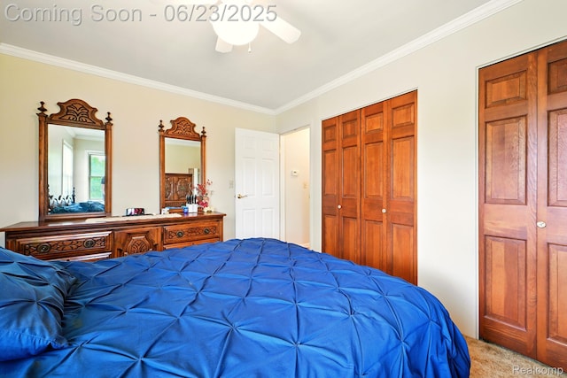 2441 Cheryl Ann Dr, Burton, MI 48519 - carpeted bedroom with crown molding and ceiling fan