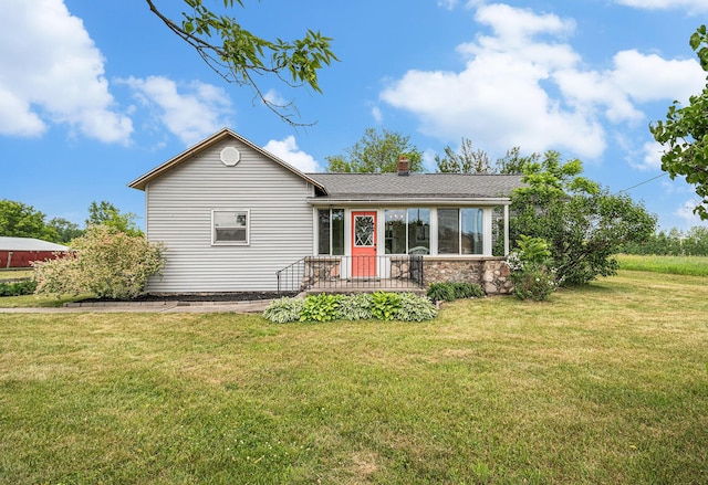 14711 White Creek Ave NE, Cedar Springs, MI 49319 - ranch-style house featuring a chimney, a front lawn, and a shingled roof