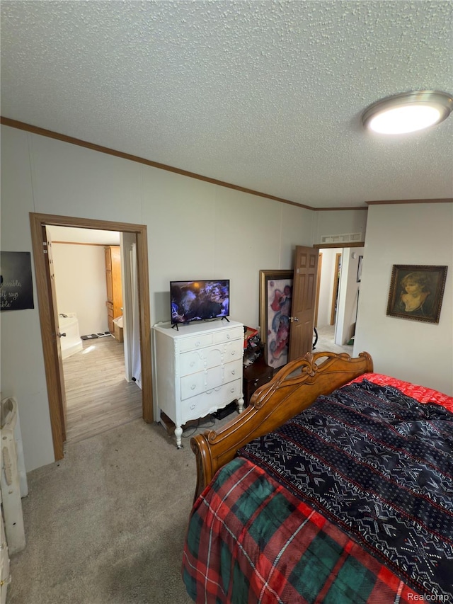 27444 Bordeau Dr, Romulus, MI 48174 - bedroom with ornamental molding, carpet floors, and a textured ceiling