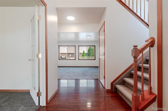 28475 Tiffin Dr, Chesterfield, MI 48047 - corridor featuring carpet, stairs, wood finished floors, and recessed lighting