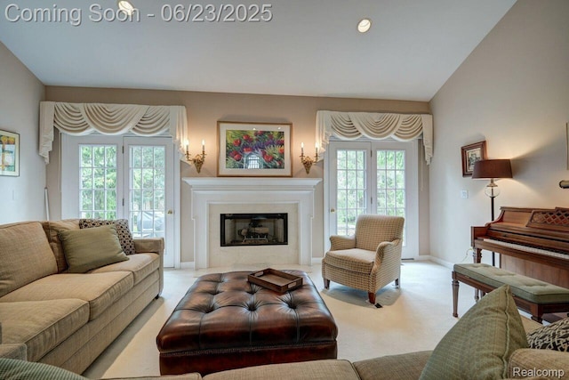 1081 Park Place Ct, Bloomfield Hills, MI 48302 - carpeted living room featuring plenty of natural light and a premium fireplace