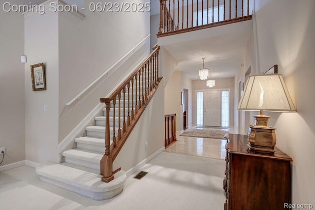 1081 Park Place Ct, Bloomfield Hills, MI 48302 - foyer entrance featuring stairway and a high ceiling