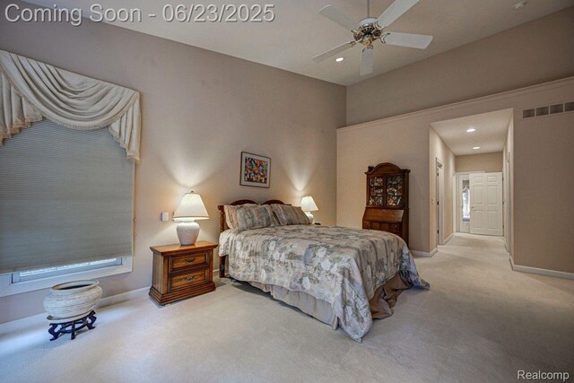 1081 Park Place Ct, Bloomfield Hills, MI 48302 - bedroom with carpet, recessed lighting, and ceiling fan
