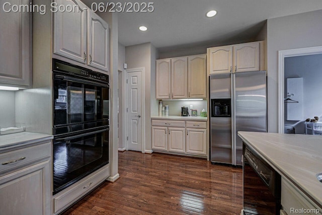 1081 Park Place Ct, Bloomfield Hills, MI 48302 - kitchen featuring black appliances, light countertops, dark wood finished floors, and recessed lighting