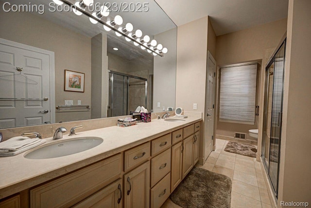 1081 Park Place Ct, Bloomfield Hills, MI 48302 - full bathroom with double vanity, a shower stall, and tile patterned floors