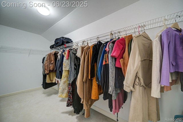 1081 Park Place Ct, Bloomfield Hills, MI 48302 - walk in closet featuring carpet floors and vaulted ceiling