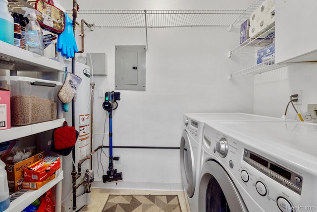 37510 Jefferson Unit 203, Harrison Township, MI 48045 - washroom with washing machine and clothes dryer, electric panel, and water heater