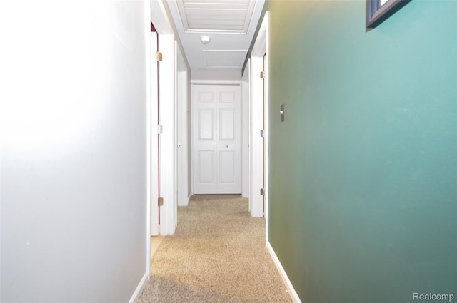 3851 Mapleleaf Rd, Waterford, MI 48328 - corridor with attic access and light carpet
