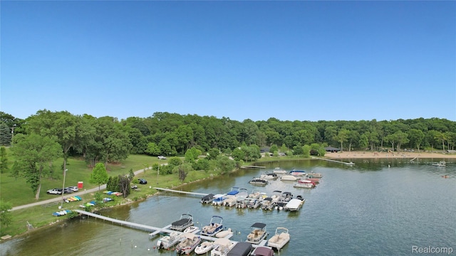 3851 Mapleleaf Rd, Waterford, MI 48328 - view of property location with a nearby body of water and a heavily wooded area