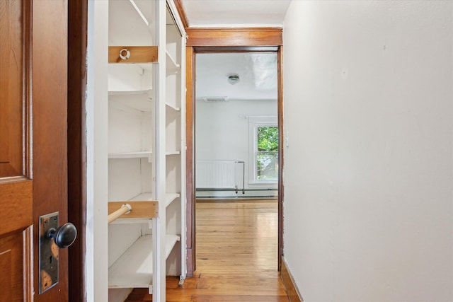 402 Ann Arbor St, Manchester, MI 48158 - corridor featuring light wood-type flooring and radiator