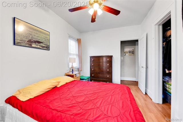 2429 Holmes St, Hamtramck, MI 48212 - bedroom with light wood-type flooring and a ceiling fan