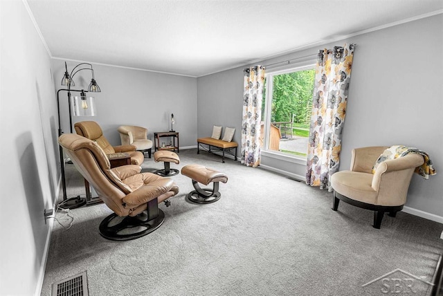 2697 W Olson Rd, Sanford, MI 48657 - living area with ornamental molding and carpet