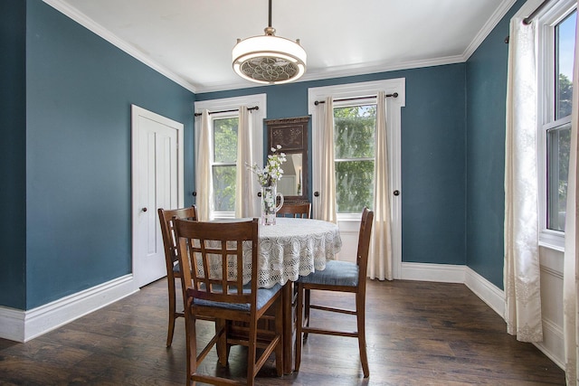 105 Clark St, Buchanan, MI 49107 - dining area with dark wood-style floors and crown molding