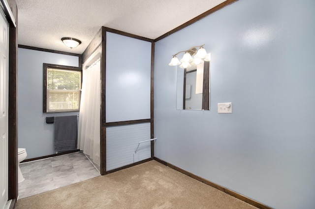207 E Jefferson St, Cassopolis, MI 49031 - interior space featuring a textured ceiling, carpet floors, and ornamental molding