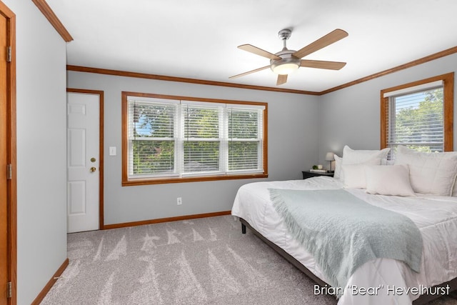 2468 Central Ave SW, Wyoming, MI 49519 - bedroom featuring carpet flooring, ornamental molding, and ceiling fan