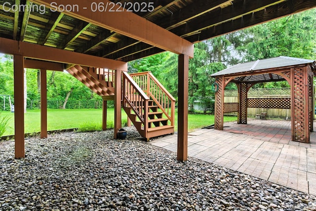 22288 Cass St, Farmington, MI 48335 - view of patio with stairway and a gazebo