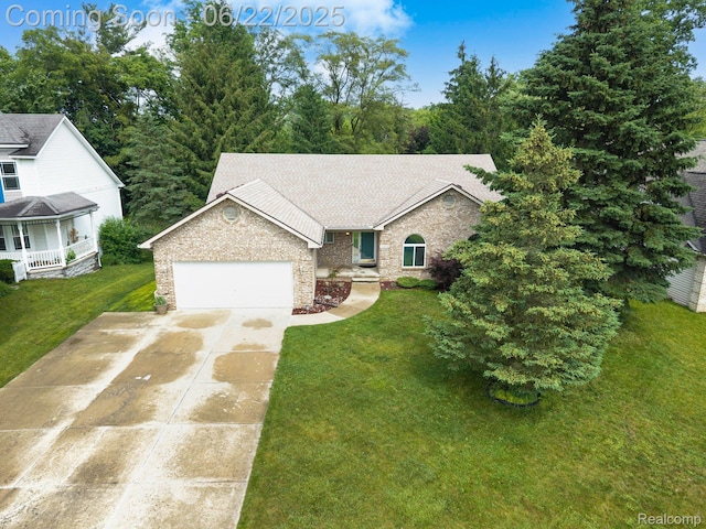 22288 Cass St, Farmington, MI 48335 - view of front of property with driveway, a garage, a front lawn, and roof with shingles