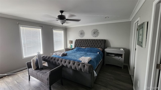 2315 Willow Ln, Grand Blanc, MI 48439 - bedroom with crown molding, wood finished floors, and ceiling fan