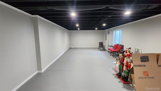 2315 Willow Ln, Grand Blanc, MI 48439 - basement with crown molding and recessed lighting