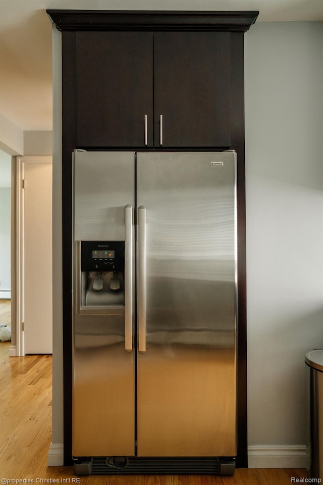 1715 E 14 Mile Rd, Birmingham, MI 48009 - kitchen view of stainless steel refrigerator with ice dispenser and light wood finished floors